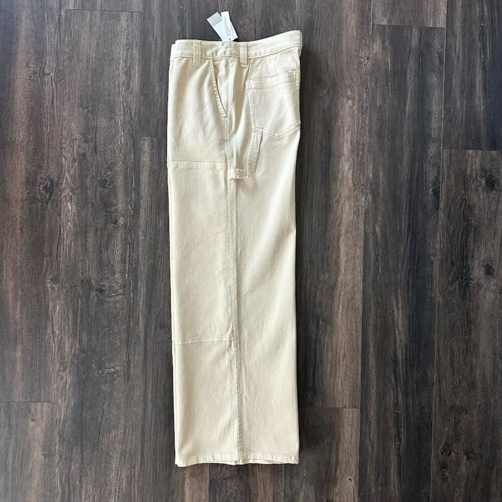 NWT BP Beige Carpenter Pants Cargo Double Knee Cream Wide Leg Women's Size 10 - Picture 6 of 9